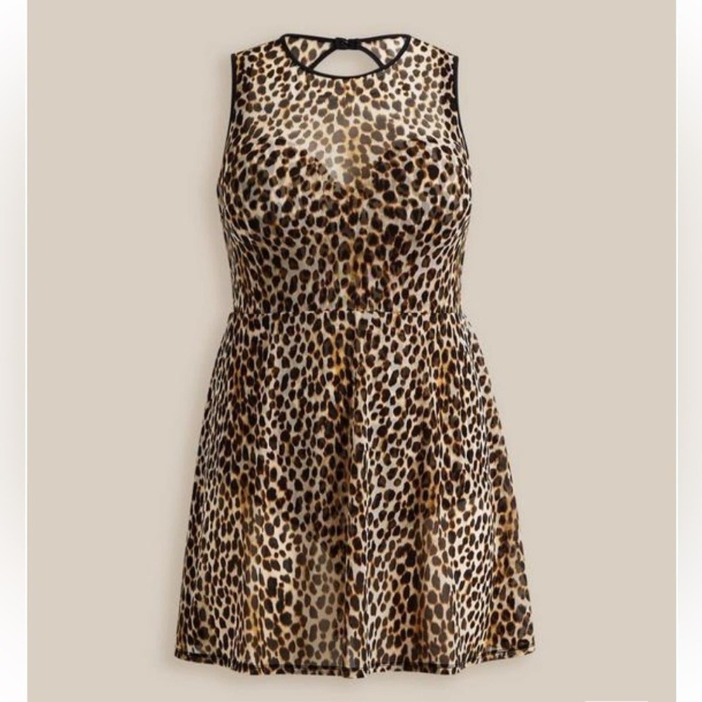 New! Torrid 3‎ Leopard Cheetah Mesh Swim Bathing Suit Dress 3X